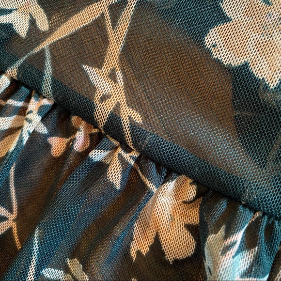 Emerald Floral Mesh Gown Half Slip Dress Size Medium Sleeveless Midi Maxi Dress - Picture 6 of 13